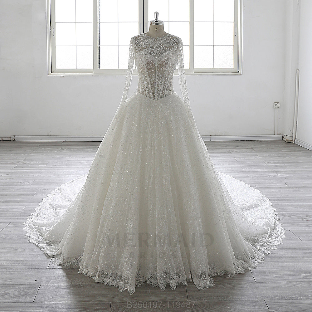 2 in 1 detachable Heavy Beaded Lace Wedding Dress 2026 Ivory / 12