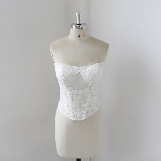 Scoop Neck Lace Up Corset For Wedding Dress