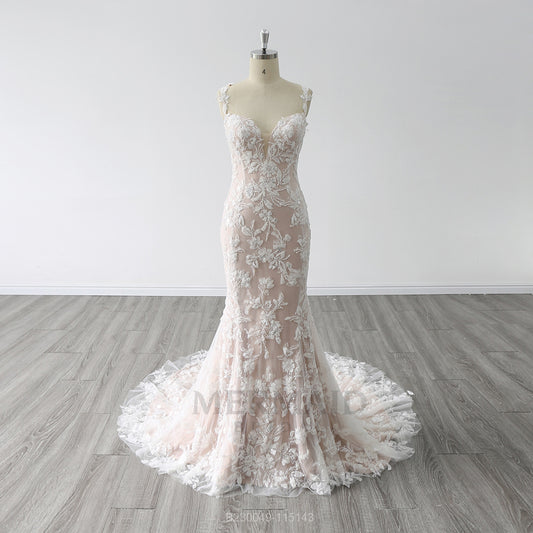 Best Selling Bridal Dresses 2023 Backless V-Neck Court Train Bride Beading Mermaid Cut Wedding Dress