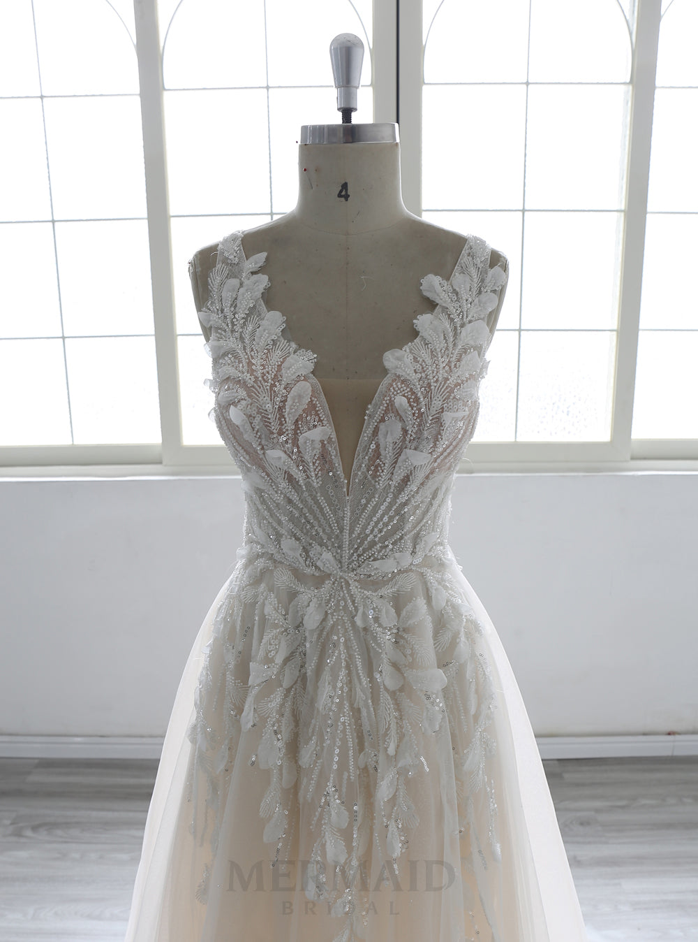 V Neck Court Train Beach Outdoor bohemian boho  wedding dress