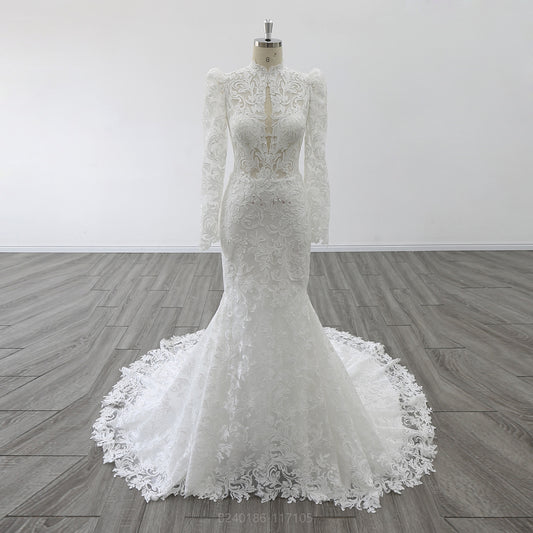 Scoop Neck Court Train Pleated Satin A Line Wedding Dress 2026