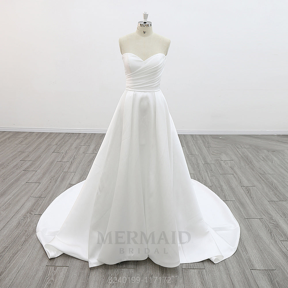 Simple Sweetheart Court Train A Line Mikado Wedding Dress 2025