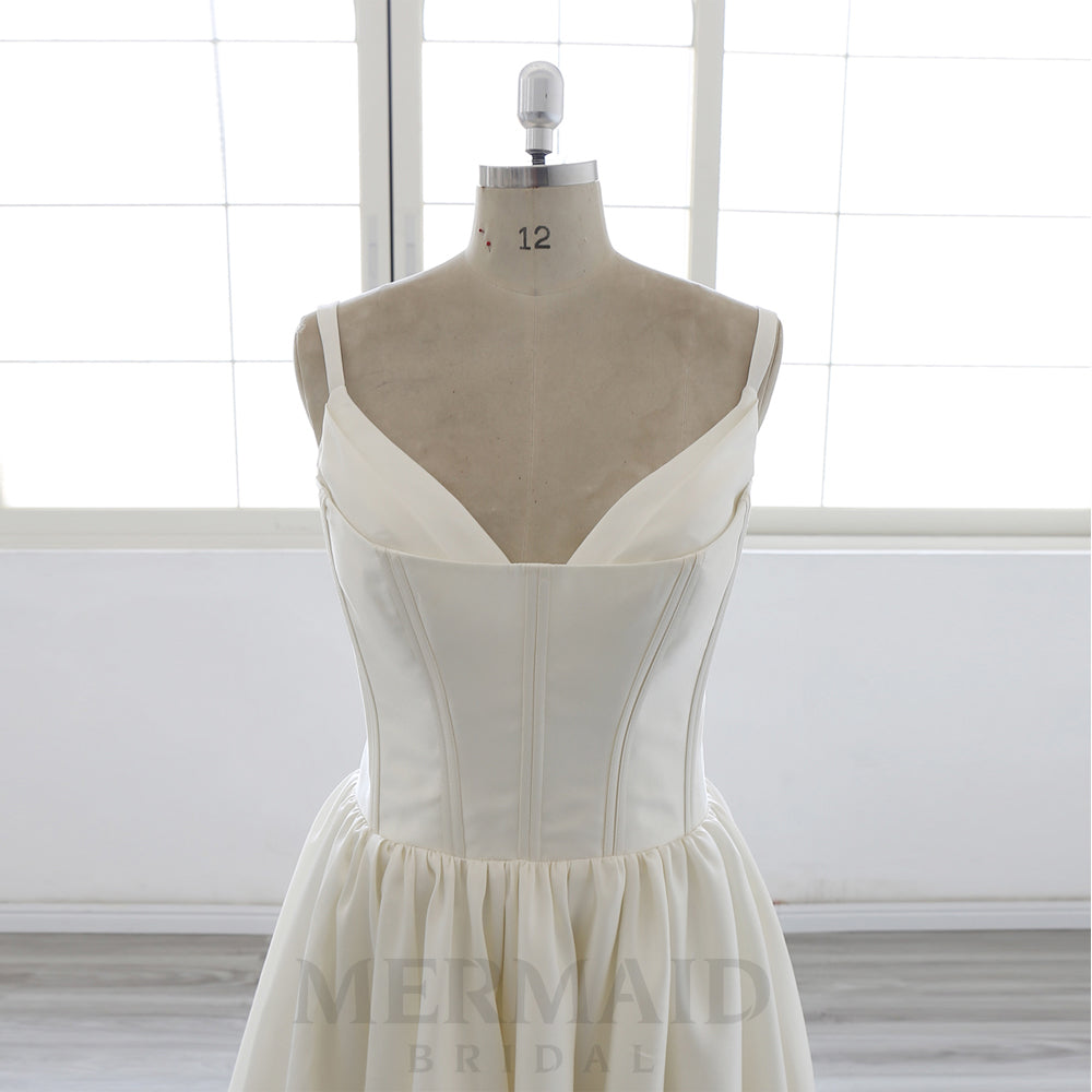Elegant V-Neck Neckline A-Line Bridal Gown Court Train  Mikado Wedding Dress 2026