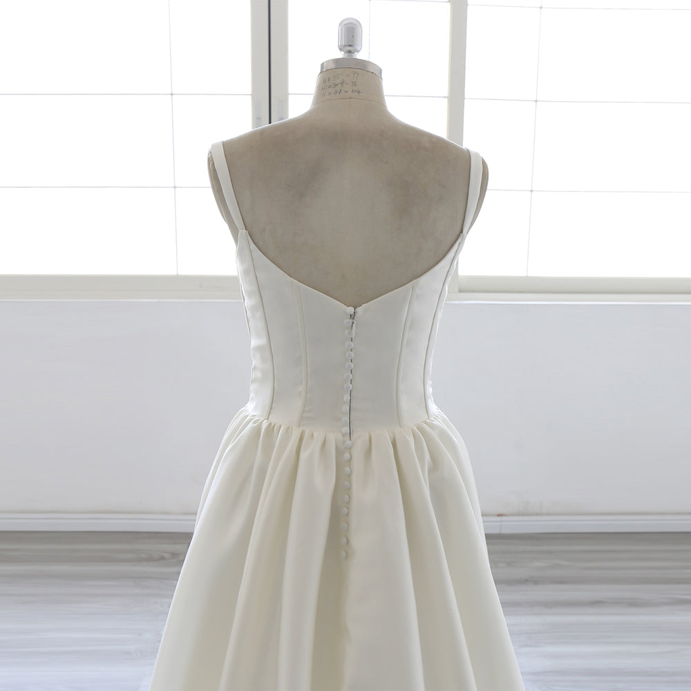 Elegant V-Neck Neckline A-Line Bridal Gown Court Train  Mikado Wedding Dress 2026