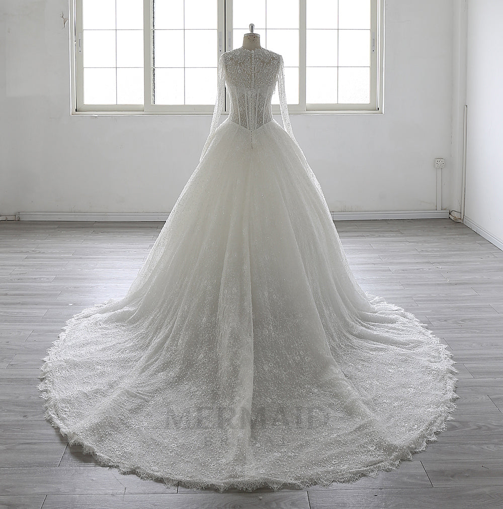 2 in 1 detachable Heavy Beaded Lace Wedding Dress 2026