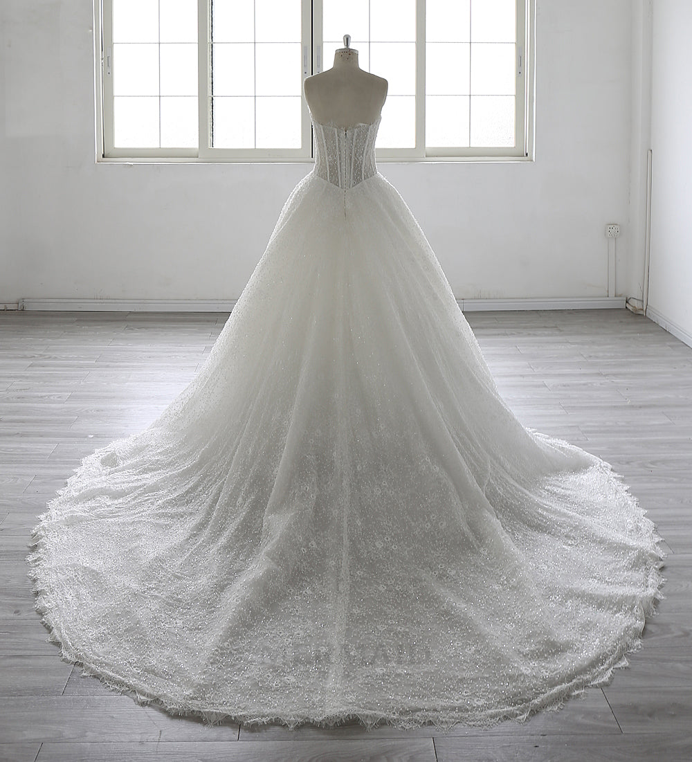 2 in 1 detachable Heavy Beaded Lace Wedding Dress 2026