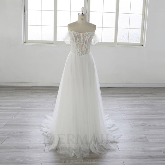 Off Shoulder Beach Outdoor Boho Wedding Dress