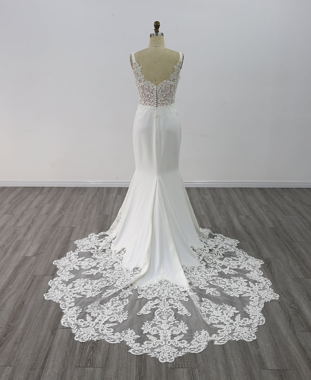 New  Crepe Lace Mermaid Wedding Dress
