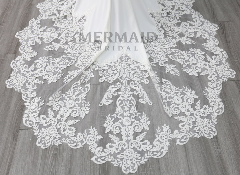 New  Crepe Lace Mermaid Wedding Dress