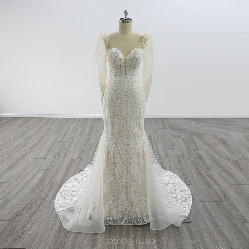 New Long Sleeves Sweetheart Necking Mermaid Wedding Dress