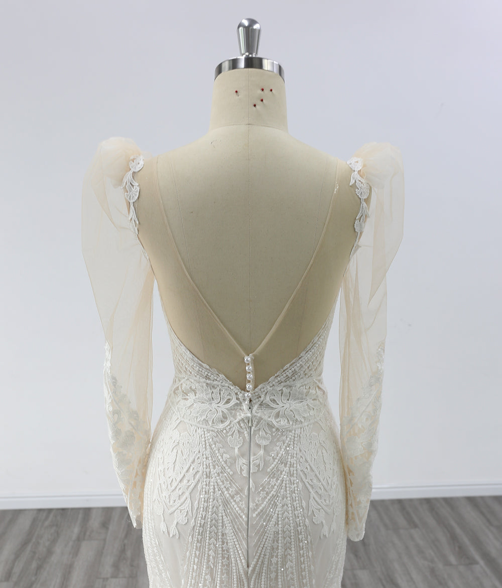 New Long Sleeves Sweetheart Necking Mermaid Wedding Dress