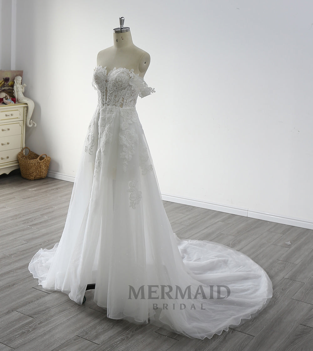 New Off Shoulder Slit Wedding Dress