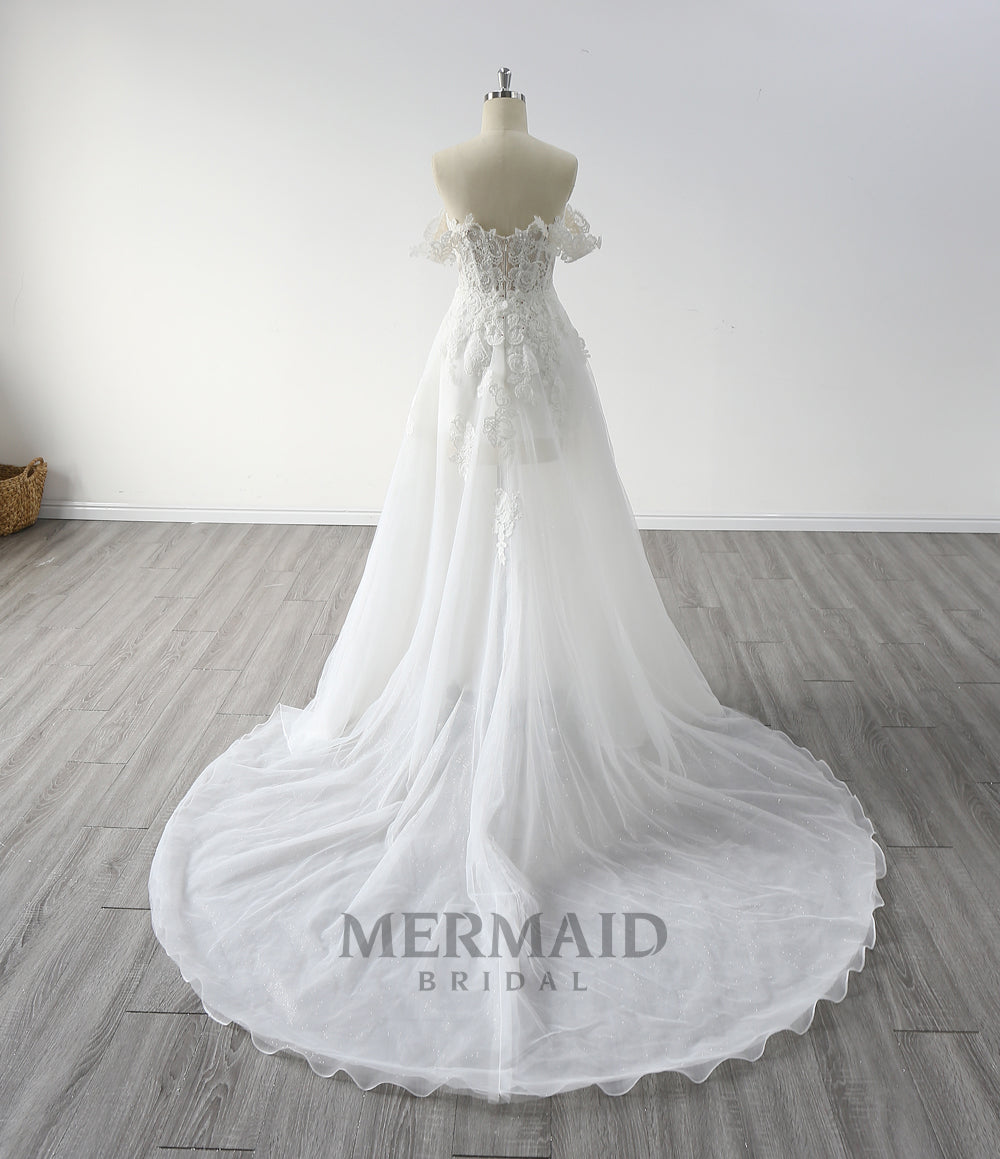 New Off Shoulder Slit Wedding Dress